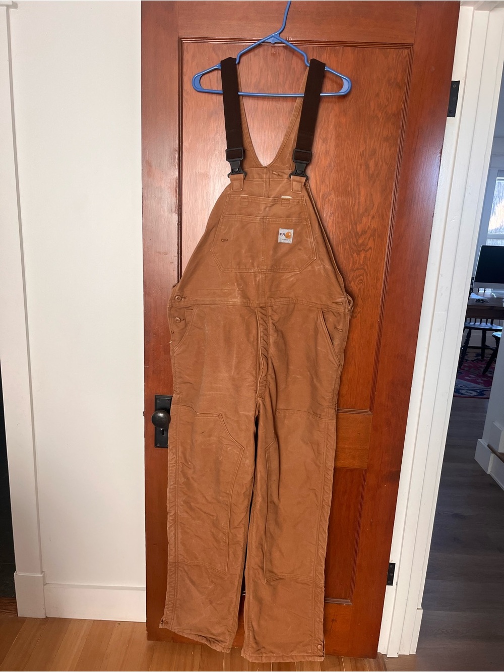 Carhartt FR Insulated Bib Overalls 38x34 Brown Duck Canvas